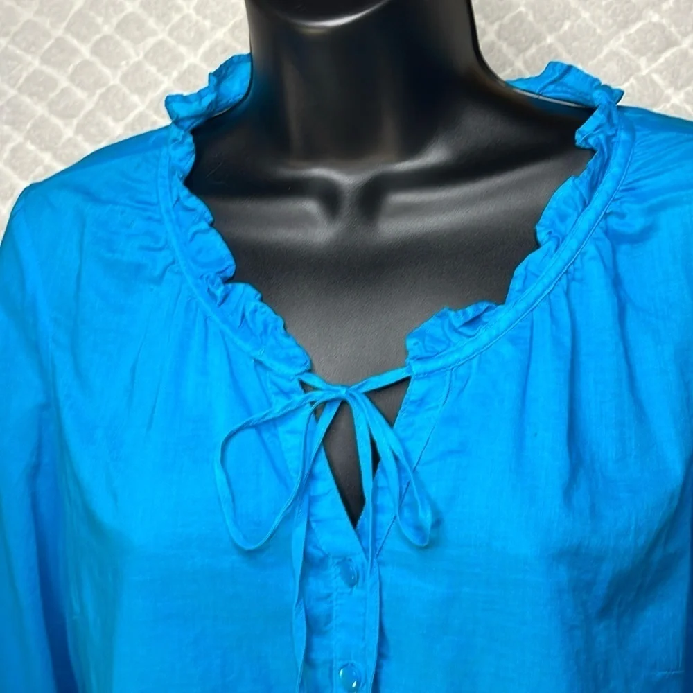 Old Navy Blouse Women's Size Medium. Turquoise Puff Long Sleeve Boho Top